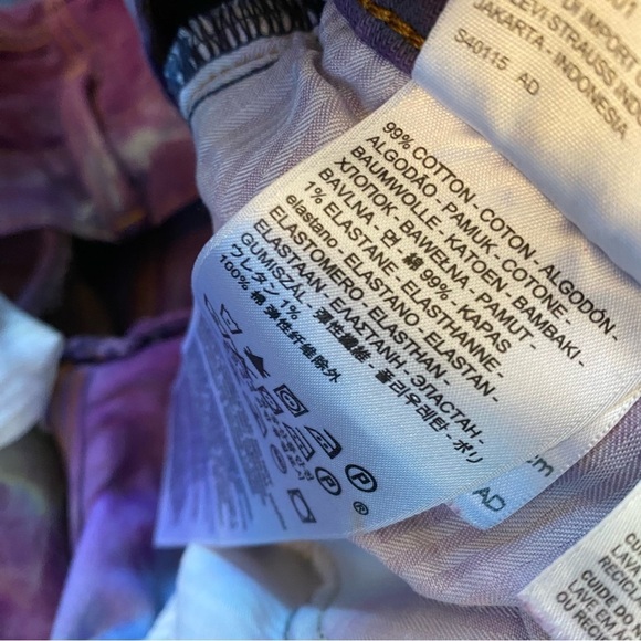 Levis Tie Dye Jeans Waist 26 Womens Size 2 XS Handmade Tie Dye Painted Purple - Picture 13 of 16